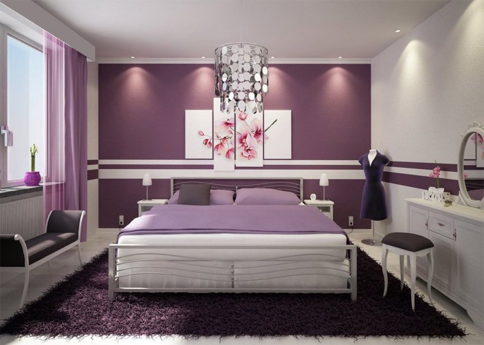 How to decorate a bedroom with purple carpet