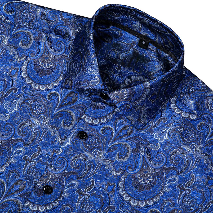 Mens blue paisley dress shirt