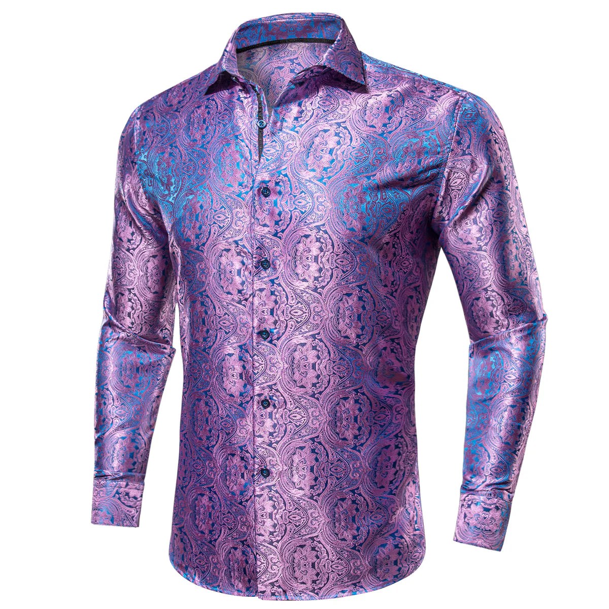 Mens blue paisley dress shirt