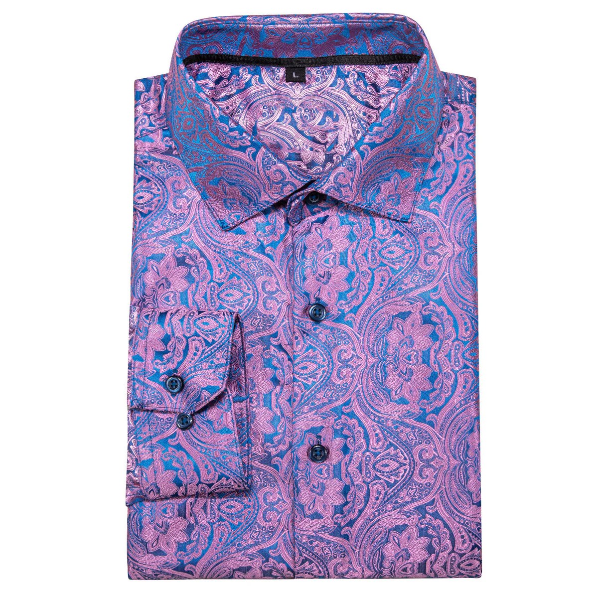 Concise and Clear Mens Blue Paisley Dress Shirt for Stylish Men