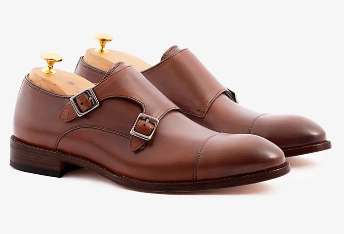 Mens double monk strap dress shoes